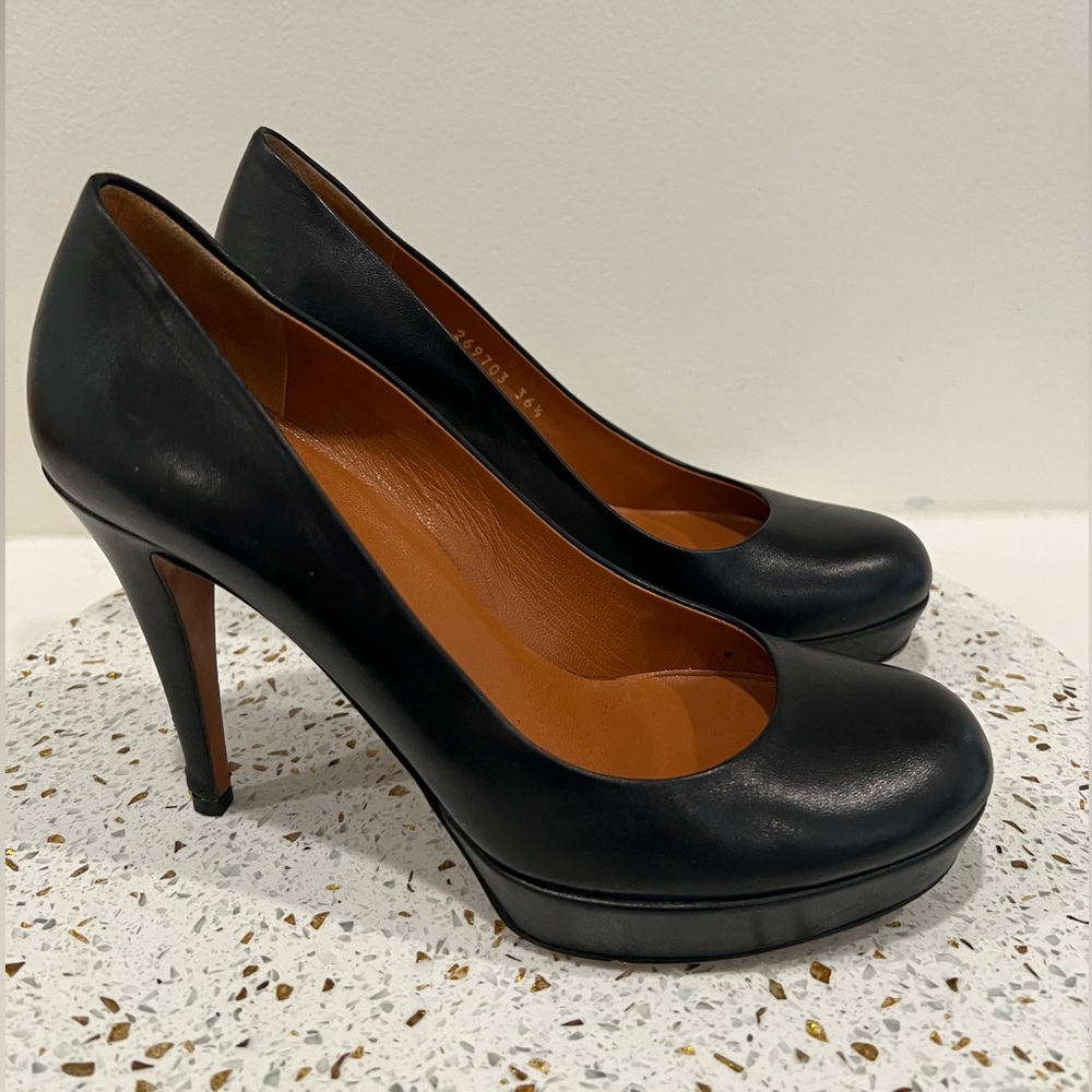 GUCCI 269703 NAPPA CHARLOTTE NERO PUMP HEELS Black Size EU 37 US 6.5/7